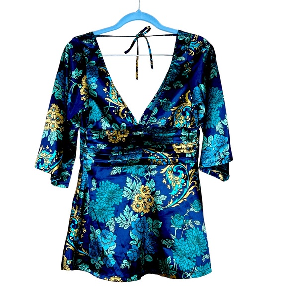 Guess Women’s Satin Look Floral Kimono Style Top S/P EUC - Picture 1 of 15